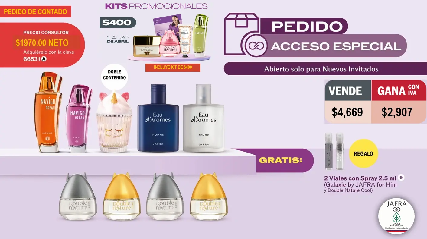 Pedido contado Acceso Especial $400 - Todo Abril 2026 JAFRA LINAJE