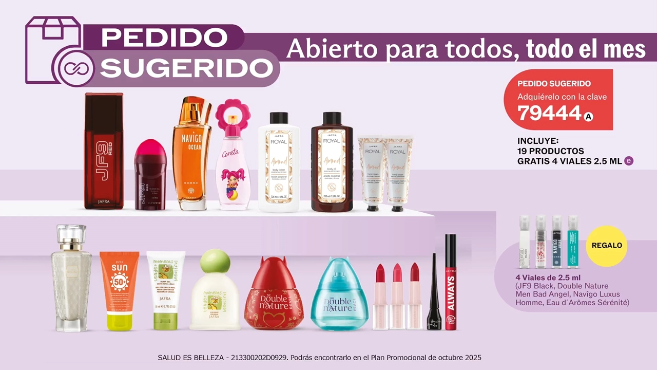 Pedido sugerido octubre: 19 productos y 4 viales
