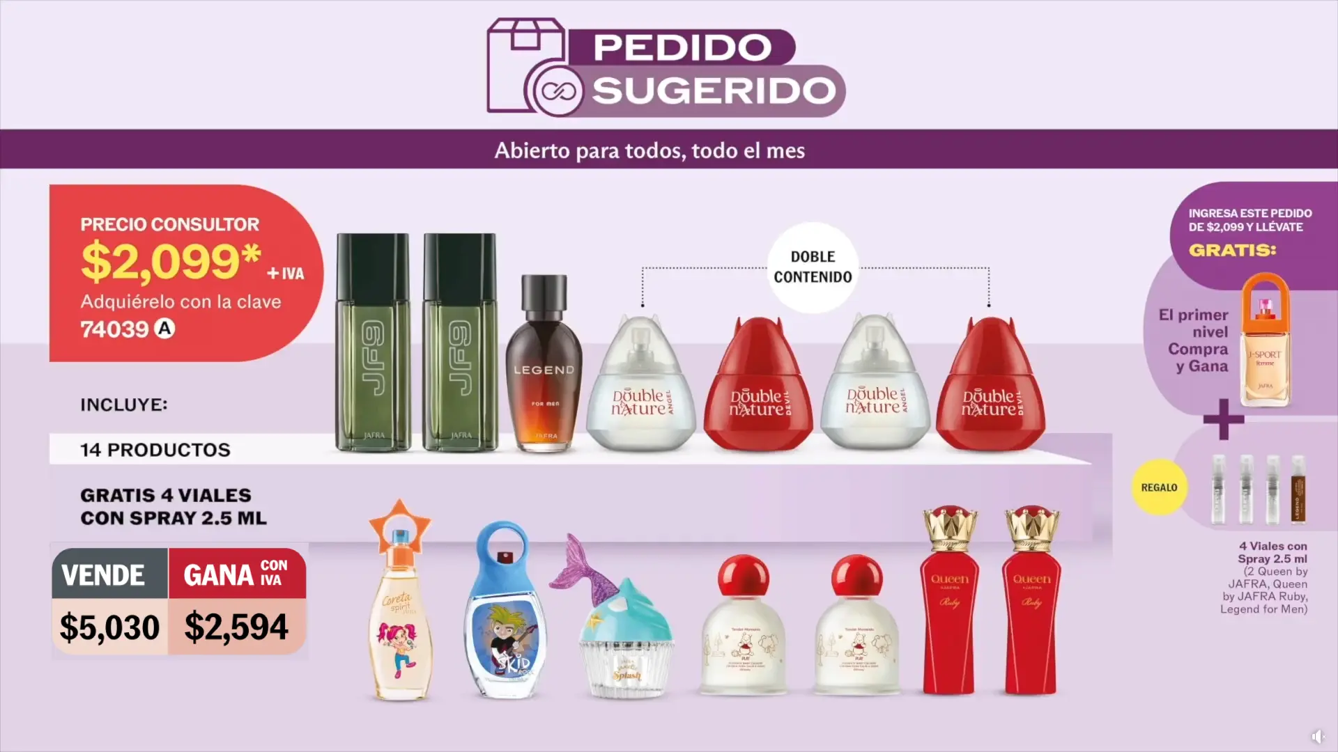 Pedido sugerido marzo 2026: productos seleccionados y viales de muestra