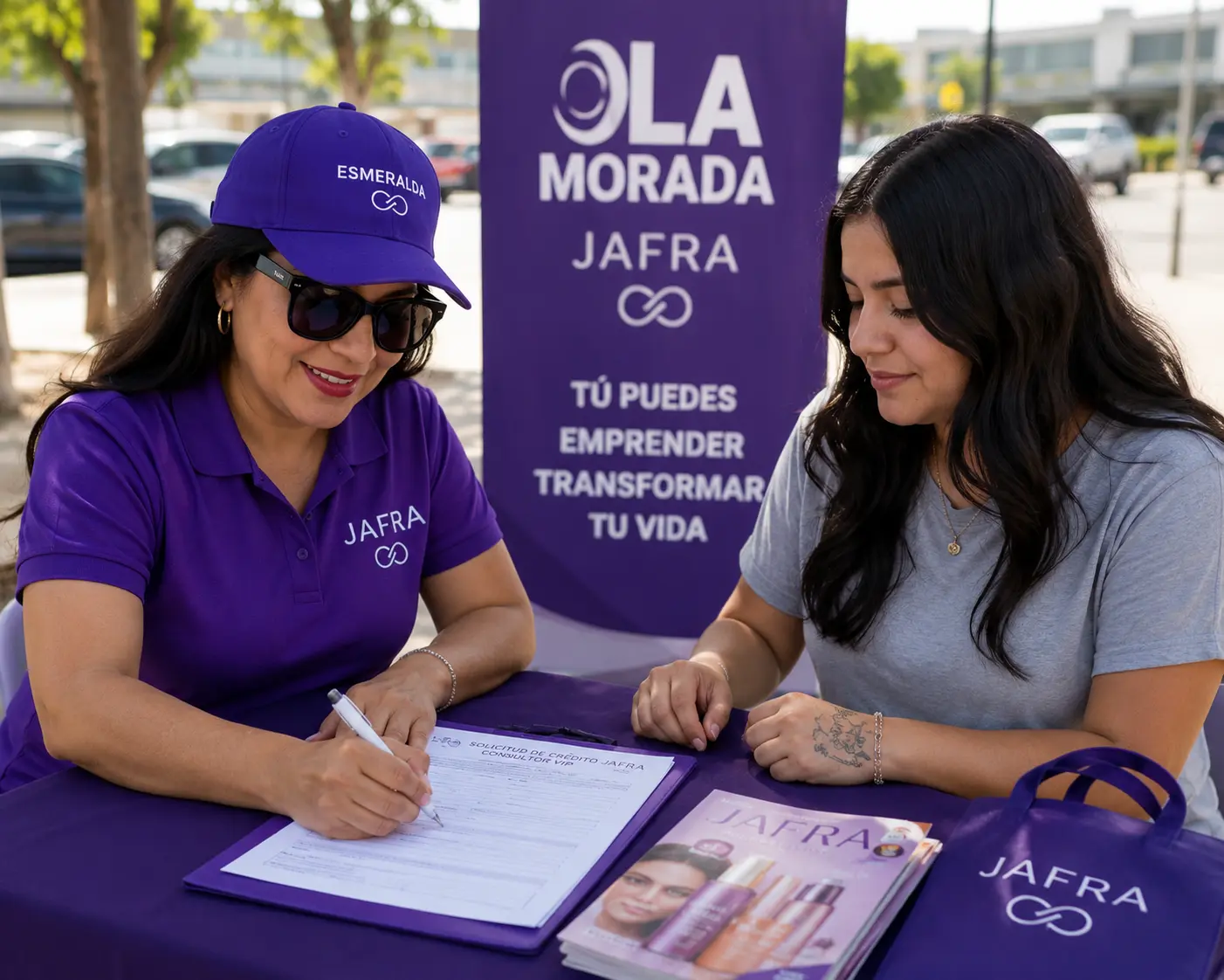 Esmeralda orienta a una prospecta interesada en ingresar a JAFRA